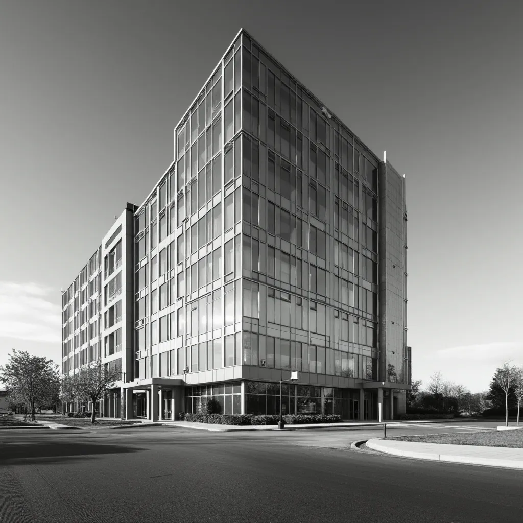 Edificio de oficinas moderno con cielo despejado